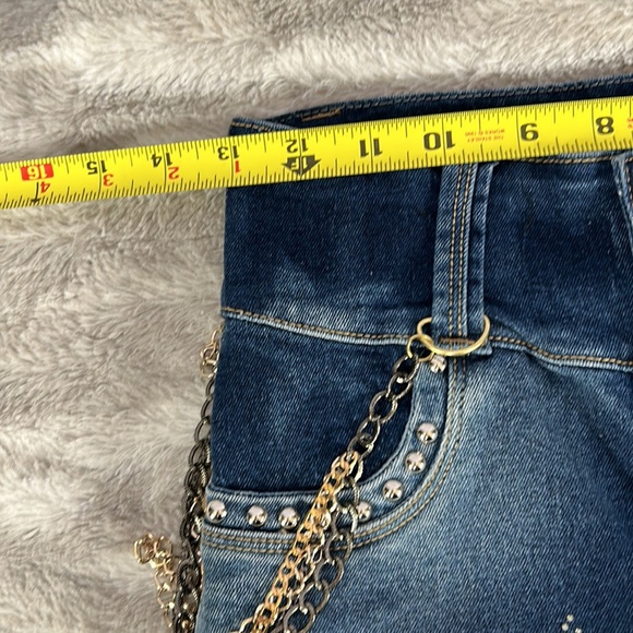 NYE Colombian made butt lifting star chain bling distressed jeans sz US 3 - Picture 7 of 13